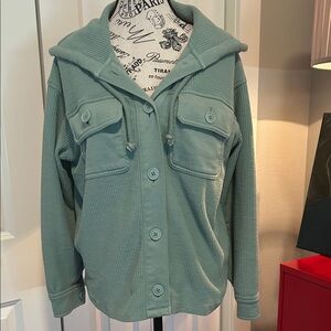 American Eagle Outfitters Teal Hoodie Utility Jacket